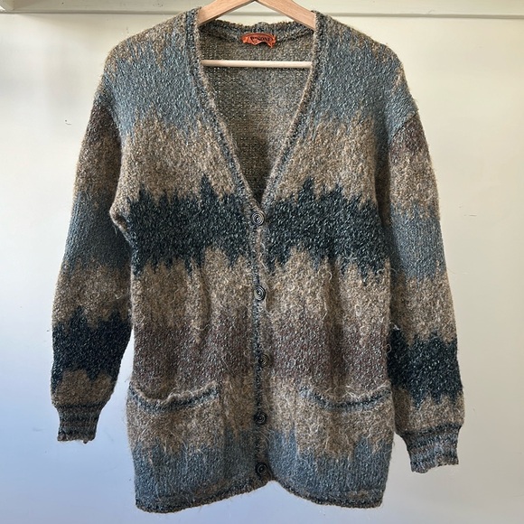 Vintage Missoni knit oversized relaxed fit fuzzy stripe grandpa